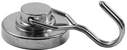 Magnetastico | Flexibler Neodym Magnethaken Extra stark 36 mm Ø | Haftkraft 40 kg | Hakenmagnet für Küche, Bad, Büro, Garten, Camping, Wandhaken | Starker Magnet Haken, Haken magnetisch vernickelt