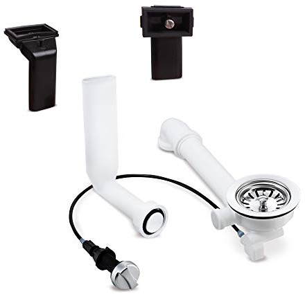 AQUADE Set Siebkorbventil 114mm mit Excenterventil Raumschaffer und 2x Überlauf für Spülbecken, Abfluss Waschbecken | Spülbecken Abfluss Waschbecken Ablaufgarnitur mit Überlauf