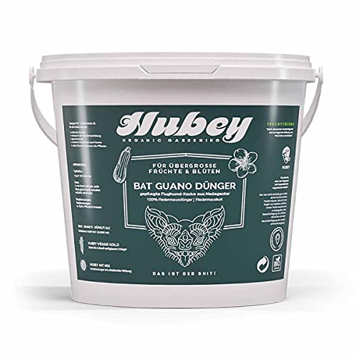 HUBEY Bat-Guano Fledermausdünger - Wertvoller Dünger für Obst, Gemüse u. Pflanzen - 100% Fledermaus-Guano, Naturdünger (1 kg)