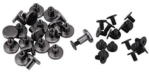 20 piezas tuercas de cabeza plana roscadas de latón negro remaches de uñas tornillos DIY suministros de decoración artesanal de cuero(8mm)