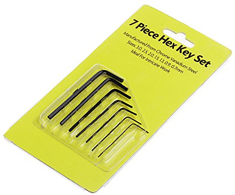 JOYKK 7 Pieces Mini Hexagon Hex Allen Key Set Wrench Screwdriver Tool Kit - Black