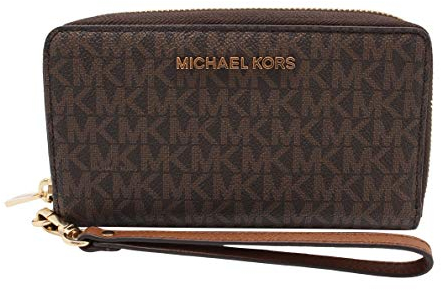 Michael Kors, Portafoglio per smartphone Jet Set Travel, multifunzione, da donna, Marrone 2019., taglia unica