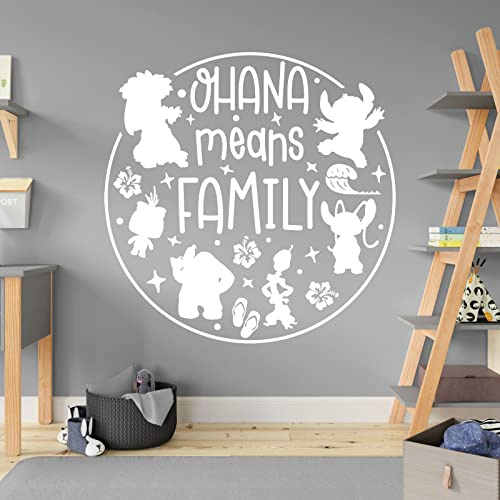 Ohana Means Family - Lilo and Stitch - Children Decal Wall Sticker [Large] [White]