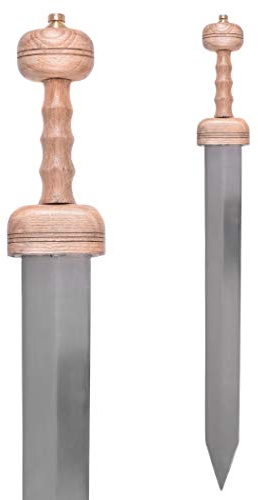 Battle-Merchant Gladius Typ Pompeji, mit Roter Schwertscheide | Dekorative Römische Schwert Replik für Reenactment & Historische Darstellungen, Ausstellungsstück, Römer, Legionär, ab 18