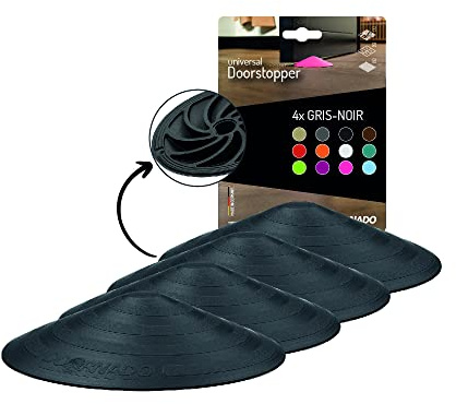 Doornado Starker Gummi Türstopper - Türhalter ohne Bohren - Für alle Arten von Türen und Böden - 118x25mm – Designpreis - Schwarz