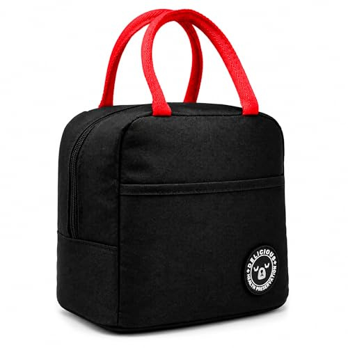 unycos - 7L Kühltasche, Lunch Bag, Thermotasche mit Folienfutter, Lunchtasche Isoliert, Regenjacke, Leichte, Einfache Reinigung, Lunchbox Tragbar, Tasche Arbeit Reisen Büro Picknick (Schwarz)