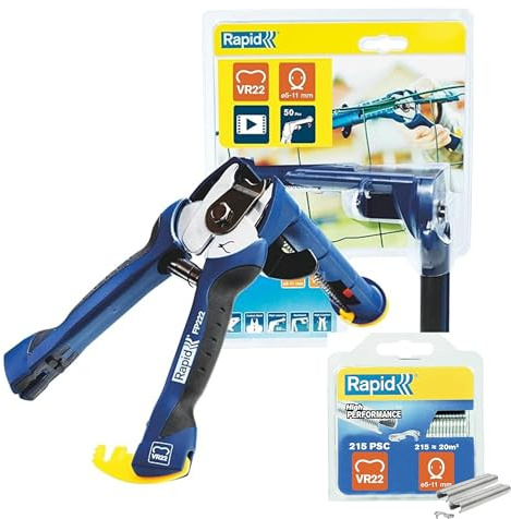 RAPID, 23468100, Pince à Grillage, avec Chargeur rapide, FP222 5-11 mm Vert & 40108801 VR22 Galva, Gris, 215 pièces