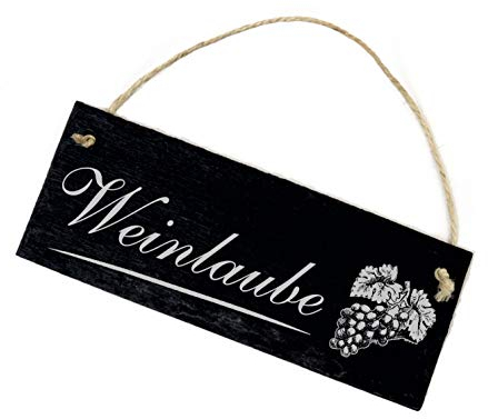 Dekolando Schild Schiefertafel graviert - Weinlaube - Gartenschild Wein Deko Türschild 22x8cm
