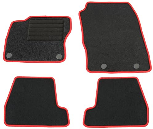 AD Tuning HG15580-ROT Fußmatten Set (4teilig) Schwarz Rot Autoteppiche Matten