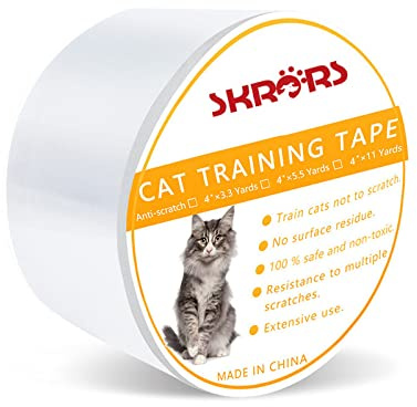 Couch Furniture Protector, Cat Scratch Training Deterrent Tape, Clear Double-Sided Cat Couch Protector Cat Sticky Paws Tape Double Sided Guards for Carpet, Sofa, Couch L(10cm x 1000cm)