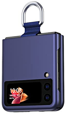 SEAHAI Funda para Samsung Galaxy Z Flip 3 5G (Z Flip3 5G), Ultradelgado Prima PC Mate Terminar Anti-rasguños Estuche, Sedoso Tocar Sentimiento Carcasa con Cinta y 360 Grados Anillo - Azul