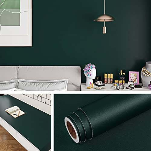 Livelynine Papier Adhesif pour Meuble Vert Foncé Rouleau Adhesif decoratif Meuble Enfant Autocollant Meubles Cuisine Portes de Placard Vinyle Adhésif pour Penderie Table Tiroir Armoire 40CMx2M