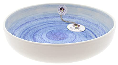CERÁMICA ESPAÑA | Ensaladera cerámica | Ensaladeras originales | Ensaladeras decoración Arena Azul Claro - Modelo M02 | Decoración 100% hecho a mano | 27x27x6 cm