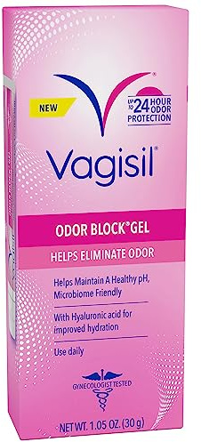 Vagisil Odor Block Gel with Hyaluronic Acid for Vaginal Health, Gynecologist Tested, Hypoallergenic, 1.05 Oz (Pack of 1)