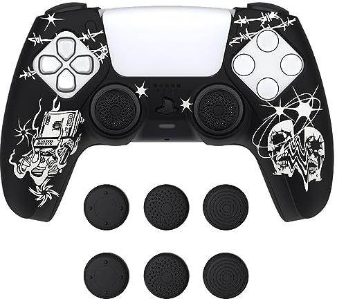 PlayVital Pure Series Anti-Slip Silicone Cover Skin with Thumb Grip Caps for ps5 Controller, Soft Rubber Grip Case for ps5 Controller Compatible with Charging Station - Sin Source