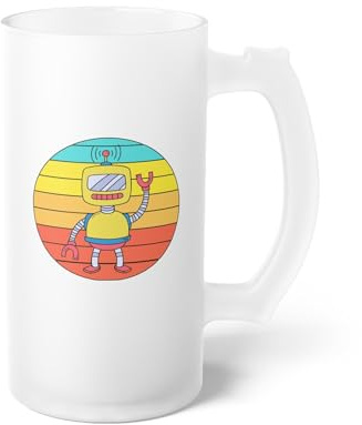 Teegarb Letter Blanket Novelty Vintage AI Mechanical Machines Cute Old-Fashioned Frosted Glass Beer Mug 16oz / Frosted