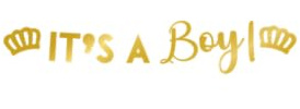 PD-Party 7025011 Fröhlich Design Buchstaben Banner Dekoration | Spezielles Thema | Partei Girlande – It's a Boy, Gold, 250cm Länge x 17cm Breite x 0.1cm Höhe