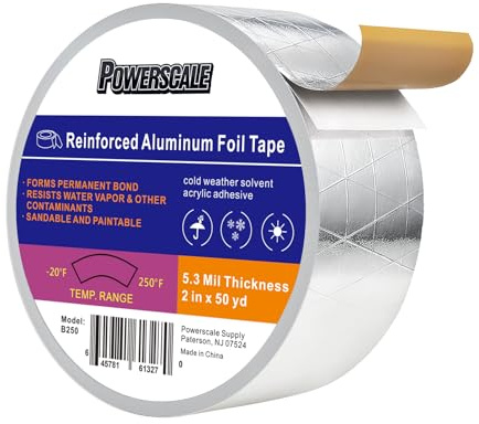 PowerScale Aluminium Klebeband 50mmx45m Metallband Selbstklebend, Hitzebeständiges klebeband,Wasserdichtes Klebeband,Aluband für innen und außen