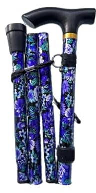 Floral Folding Walking Stick: Stylish Support for On-the-Go Mobility