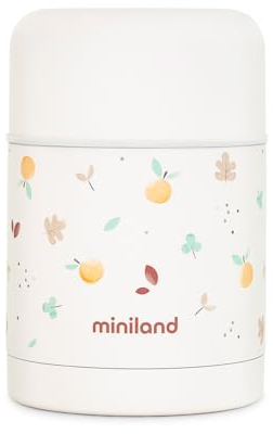 Miniland - Termo Bebé para Comidas 600ml de Acero Inoxidable, Cierre Hermético y Aislamiento de Doble Pared, Mantiene Temperatura más de 24h Frío y Calor (Valencia)