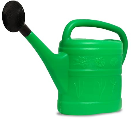 Bortaberg 10L Garden Watering Can with Detachable Sprinkler Head, Green Plastic