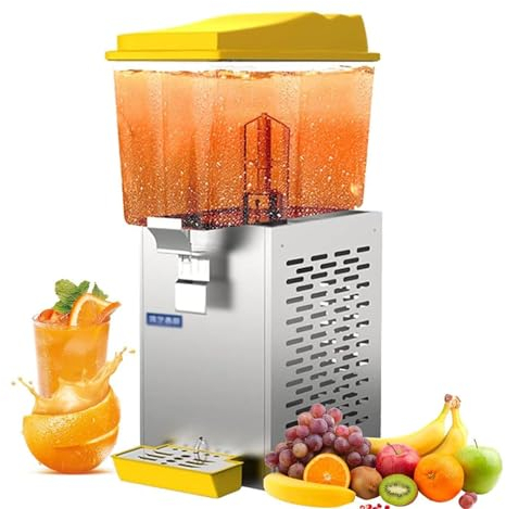 LSBHPPD Cold Hot Juice Dispenser, Stainless Steel Clear Glass Drink Dispenser Juice Drink Commercial Beverage Dispenser Three Head Juicer Dispenser for Breakfast Buffet Bars Hotels,16L