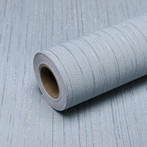 Qianglive Light Blue Peel and Stick Grasscloth Texture Wallpaper 15.7x120 Vintage Wallpaper Removable Waterproof
