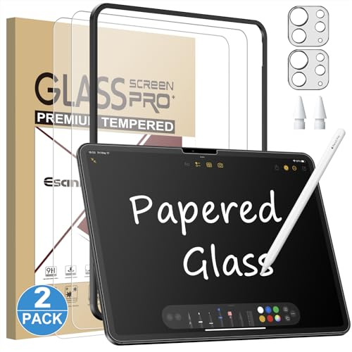 Esanik Feel Like Paper für iPad Pro 13 Zoll M5 2025/ M4 2024 für Panzerglas Papierfolie, 9H Matte Schutzfolie mit Kameraschutz/Pencil Spitze, 9H Schreibfolie (2+2+2 Stück)