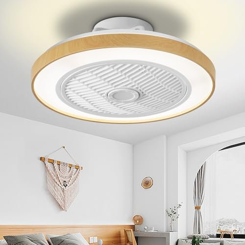 EKDADL Reversibile Ventilateur Plafond Bois Silencieux Ventilateurs de Plafond avec Lampe Intégrée 0%-100% Dimmerabile APP Smart Plafonnier Ventilateur de Plafond avec Telecommande Timing