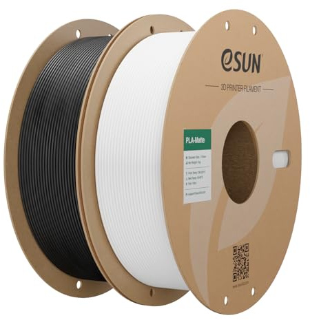 eSUN Upgraded Matte PLA Filament 1.75mm, Dunkelschwarz+Cremeweiß,2KG | Matte PLA 3D Drucker Filament, glanzfreie Farbe, mattierte Textur, 1KG pro Spule, 2 Spulen für 3D Drucker