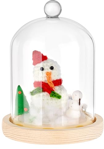 PH PandaHall Cloche Glaskuppel, Klarglas-Display-Kuppel mit Henkel Cloche Bell Jar Kuppel Deckel für Pflanzen, Blumen, Ton, Sukkulenten, Weihnachten, 16x12cm