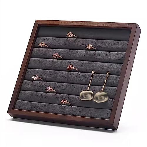 Xumh2024-3 Schmuckständer Schmuckhalter Ring-Ohrring-Tabletts aus Holz, Schmuck-Organizer, 7 lange Schlitze, Ring-Ohrring-Schmuck-Display-Tablett, Organizer-Halter for Vitrine Schmuckaufbewahrung(A)