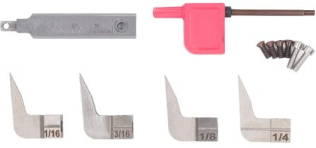 Kit de lames de raboteuse en carbure de large, boîte de rangement de coupe, lame de remplacement pour raboteuse à main pour le travail du bois, 4 pièces, 1/16 1/8 3/16 1/4 pouces
