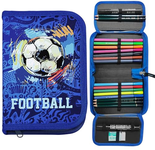 GROVBLE Federmappe Jungen, Federmäppchen für Jungen, Federmäppchen Fussball | LANGLEBIGE MATERIALIEN: Unsere beliebten Federtaschen bestehen aus hochwertigen Materialien und bieten hervorragenden Schutz.
