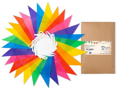 PHENO FLAGS Wimpelkette mit 7 Farben, 10m - Outdoor & Indoor geeignete Party-Dekoration für Events, wiederverwendbar