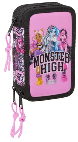 safta Monster High Drama - Trousse Scolaire avec 37 Outils Inclus, Trousse pour Enfant, idéale pour Les Enfants de 5 à 14 Ans, Confortable et Polyvalente, qualité et résistance, 12,5 x 5,5 x 19,5 cm,