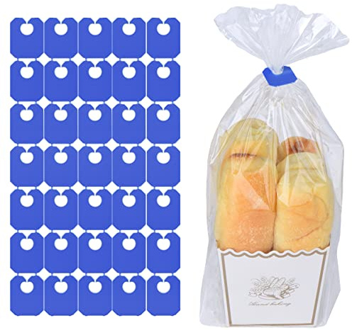 100 Pieces Reusable Plastic Bread Bag Clips Keep Your Food Fresh Longer After Opening 7/8 x 7/8 inches (Blue)