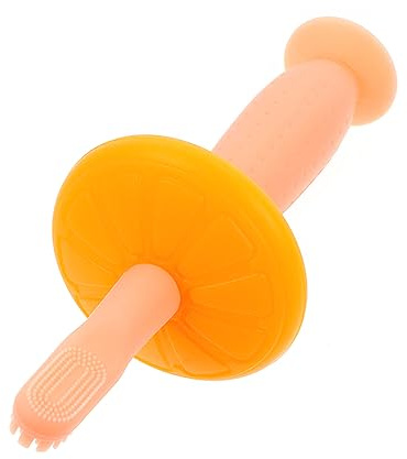 Babyzahnbürste Rosa aus Silikon 1 Satz mit Saugnapf und Stopper | Weiche Borsten, Auskochbar, für Mundpflege von Babys, Kompakte Form, Einfache Handhabung