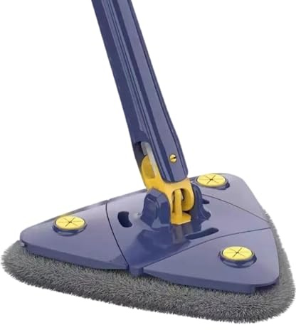 Kustimantu Mopa para la limpieza de paredes: fregona triangular con mango largo extensible, plumero giratorio de altura ajustable para limpieza en húmedo y seco, cepillo de fregar para esquinas de