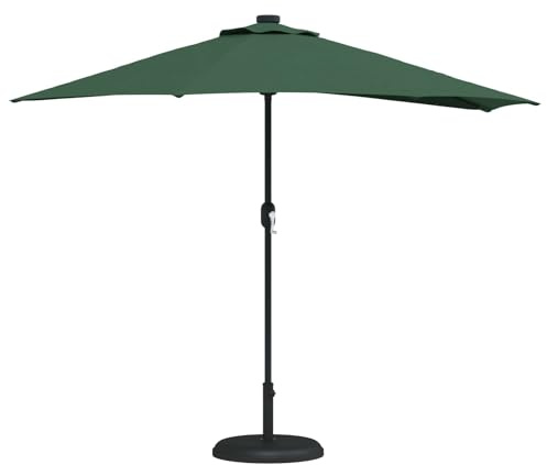 vidaXL Parasol de Jardin 294 x 150 x 224 cm Polyester et Acier Vert | Change la position rapidement avec une manivelle, Illumine ton espace extérieur avec des lumières sur chaque mât,