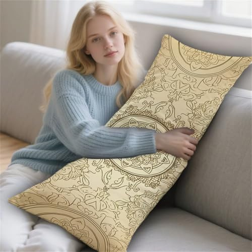 Streifen Seitenschläferkissen Bezug 40x145cm Kissenbezug Mandala Langes Schwangerschaftskissen, Mutterschaft Seitenschläfer Stillkissen,Schlaftherapie Kissen Dekorativ Pillowcase Lendenkissen LYD-391