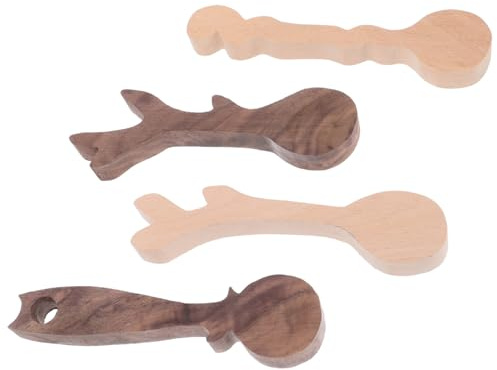 AKOOSY 4 pièces Kit de Cuillères à Sculpter Bois Brut pour Loisirs Créatifs Blocs Faciles à Sculpter Noyer et Hêtre pour Débutants et Amateurs Artisanat