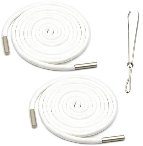 JanFebMar 2 Stück Kordel für Jogginghose, Kordel für Hoodie, 140cm Weiß Kordel mit Metallenden, Ersatz Kordelzug für Hosen, Sweatshirts, Jacken mit Durchziehnadel