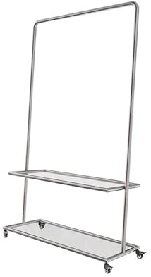 Klädställ I Rostfritt Stål, Kraftiga Metall Med 2 Hyllplan, Boutiqueklädställ, For Att Hänga Kläder(100x40x180cm)