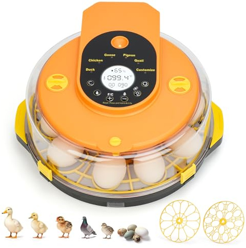 Incubators for Hatching Eggs -15-Egg Automatic Egg Chick Incubator with 5 Smart Preset Modes and Egg Turning, Temperature & Humidity Control Incubator for Goose Duck Children's Day Gift