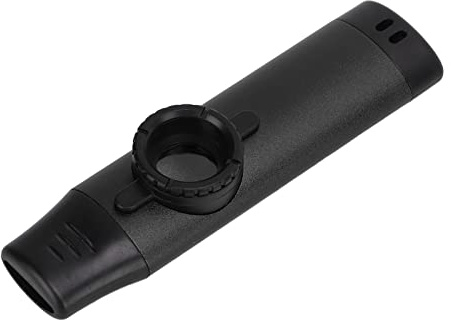 Aramox Kazoo in Metallo Regolabile, Strumento a Fiato con Bocchino, Perfetto per Musicisti e Principianti, Include 5 Diaframmi per Flauto e Cordino (BLACK)