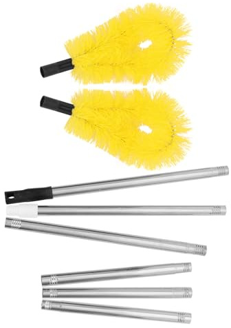 Ciieeo Brosse Télescopique de Nettoyage de Gouttière Réglable Manche en 6 Sections, Tête Jaune Résistante, Brosse Extensible pour Entretien Toiture Depuis le Sol, Outil Sécurisé