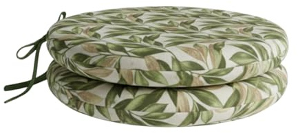 PIND Pack 2 Cojines Redondos para Silla 40x40x3,5 cm con Relleno de Espuma, con Cintas de Sujeción, Funda Efecto Lino Algodón y PES, Cojín Circular para Taburetes, Comedor y Terraza
