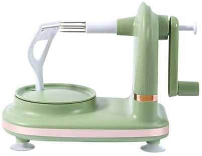 NOLITOY Pelador de Frutas Manual Verde Diseño de Manivela y Antideslizante, Acero Inoxidable y Abs, Adecuado para Pelar Frutas en Casa y Cocina