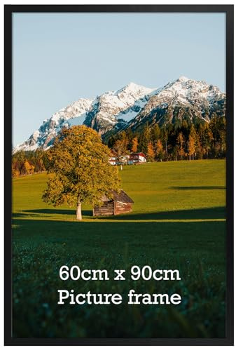 Vasemouh Bilderrahmen 60x90 cm 1 Stück schwarzer Fotorahmen, geeignet für 90x60 cm Fotos, Poster und Kunstwerke, passend zur Wandmontage in Hoch- und Querformat, geeignet für Zuhause und Büro